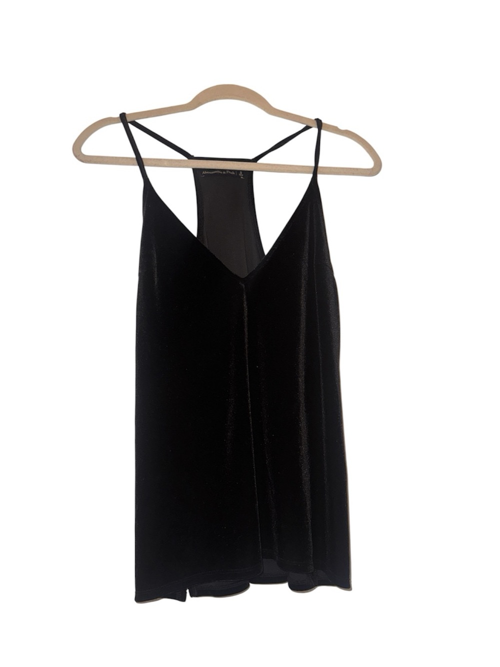 ABERCROMBIE & FITCH Women’s Velour Black Racerback Tank Top Size Sz Small